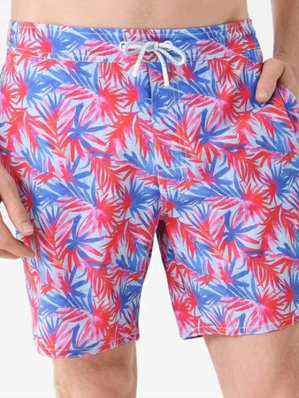 johnnie-O Swim Trunks Men Large Malibu Blue Floral Cabos